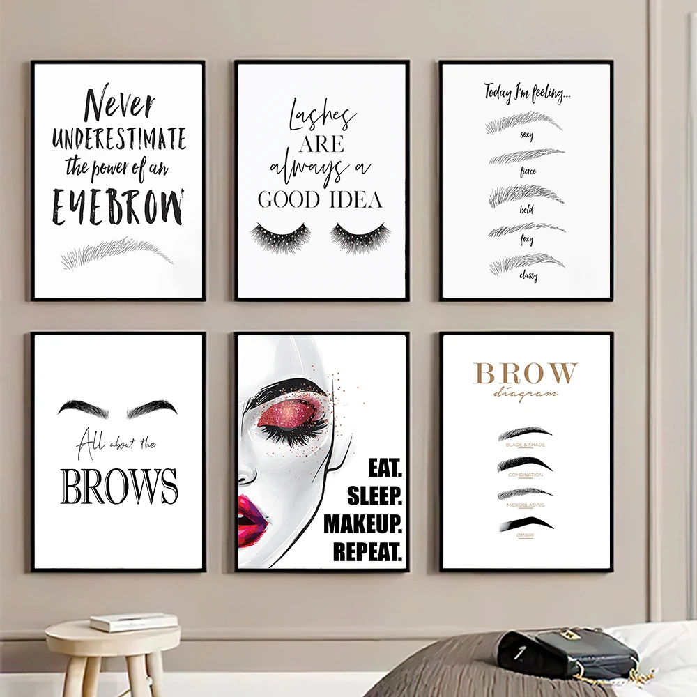 Beauty Of Makeup Quotes - EyebloggEyelashes Citation Wall Art Posters, Peinture